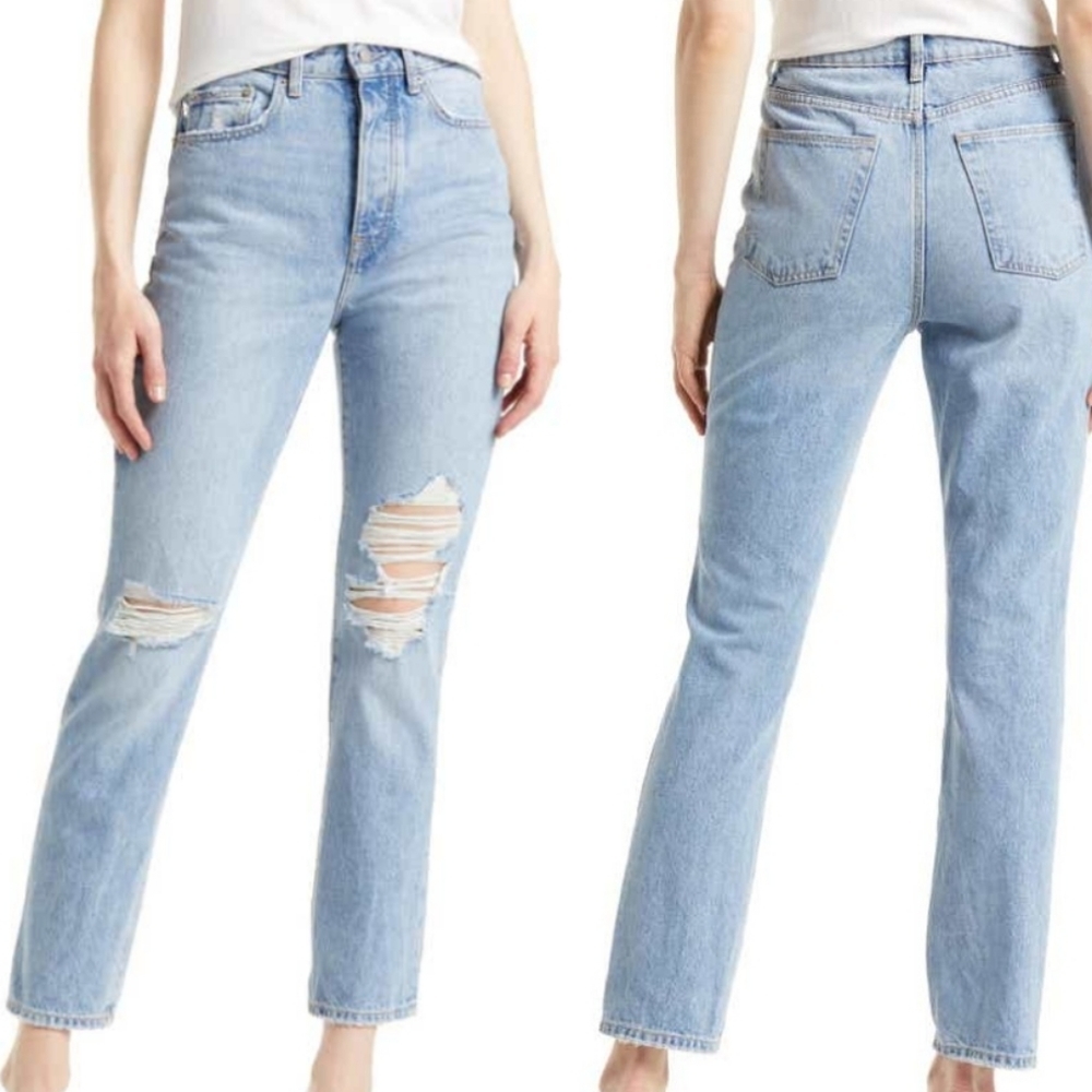 NWT Lovers + Friends Reece High Waist Straight Leg Jeans Rigid Slim Women's 26 - Picture 1 of 10